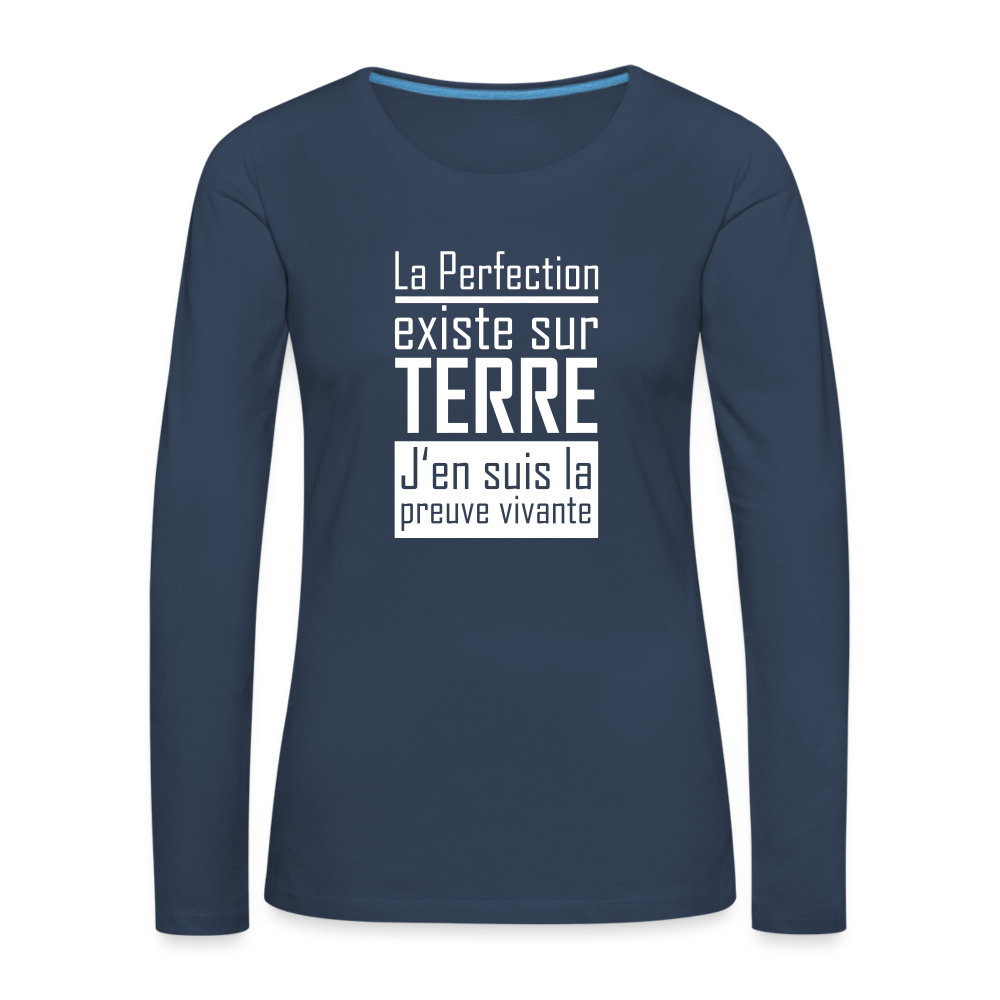 T-shirt manches longues Premium Femme - bleu marine
