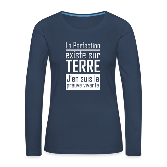 T-shirt manches longues Premium Femme - bleu marine