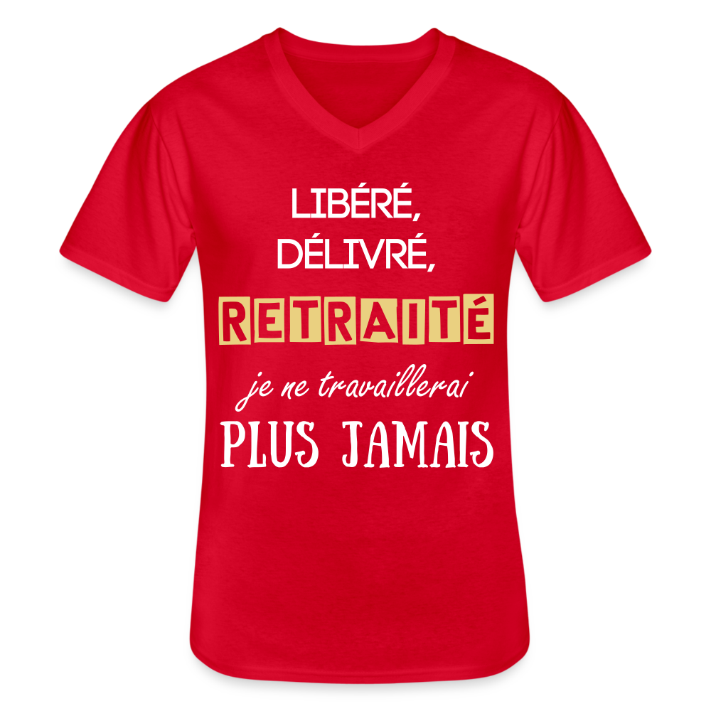 T-shirt classique col V Homme - rouge