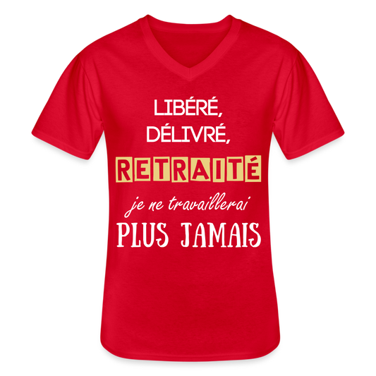 T-shirt classique col V Homme - rouge